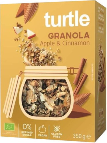 GRANOLA APPEL - KANEEL GLUTENVRIJ BIO 350 g - SCHILDPAD