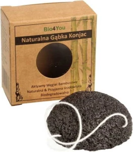 Natuurlijke konjac spons voor het reinigen van het gezicht met bamboe houtskool - Bio4you