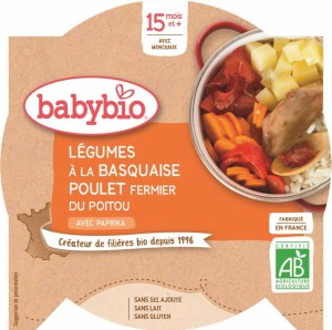 Basquaise groenteschotel met kip vanaf 15 maanden glutenvrij BIO 260 g BABYBIO