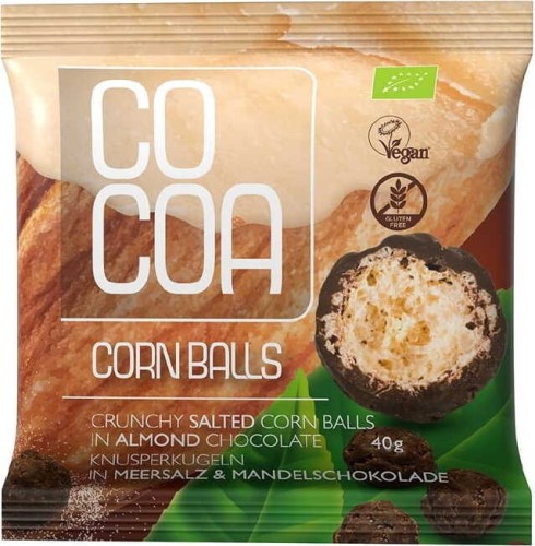 TENTEMPIÉ DE MAÍZ EN CHOCOLATE DE ALMENDRAS SUAVEMENTE SALADO SIN GLUTEN BIO 40 g - COCOA