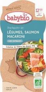 Piatto di pasta con salmone e verdure da 12 mesi BIO 2x200 g BabyBio