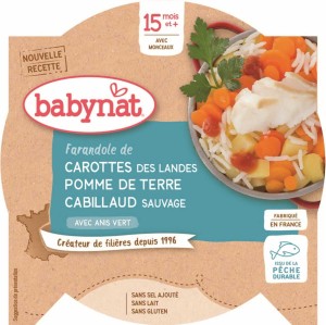 Vegetable mix dish with cod and rice from 15 months gluten free 260 g BABYBIO BABYNAT