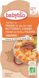 Dish with duck, parsnips, butternut squash and polenta from 12 months gluten-free BIO 2x200 g BABYBIO