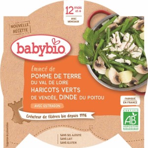 Groentemixschotel met sperziebonen en kalkoen vanaf 12 maanden glutenvrij BIO 230 g BABYBIO