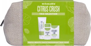 Set Schmidts Begamotka-Lime with a cosmetic bag: deodorant 58 ml, toothpaste 100 ml, soap 142g