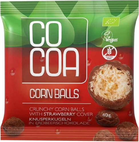 CORN CRISPS WITH STRAWBERRY ICING GLUTEN-FREE BIO 40 g - COCOA