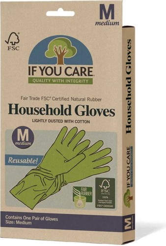 REUSABLE LATEX GLOVES SIZE M 1 PAIR - IF YOU CARE