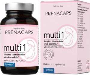 Multi 1 Kompleks 15 składników w tym Quatrfolic 60 kapsułek 30 porcji 32,96 g Prenacaps ForMeds