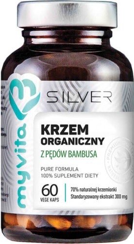 Silicium organique issu de pousses de bambou Extrait standardisé de silice naturelle 70% 300 mg 60 gélules MyVita Silver Pure