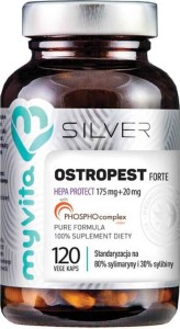 Milk Thistle Forte Hepa Protect Standardized to 80% silymarin and 30% silybin 120 capsules MyVita Silver Pure