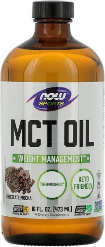 Oil MCT Medium-chain triglycerides chocolate mocha flavor 473 ml Now Foods Now Sports