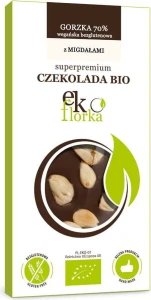 PREMIUM BITTER CHOCOLADE MET AMANDELEN GLUTENVRIJ BIO 85 g - EKOFLORKA