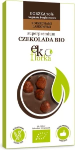 PREMIUM BITTER CHOCOLADE MET HAZELNOTEN GLUTENVRIJ BIO 85 g - EKOFLORKA