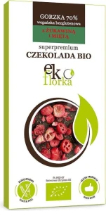 PREMIUM BITTER CHOCOLADE MET CRANBERRY EN MINT GLUTENVRIJ BIO 85 g - EKOFLORKA