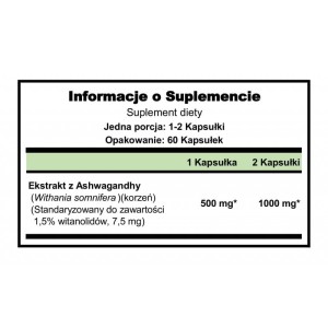 Ashwagandha extract 500mg 60 capsules Puritan's Pride