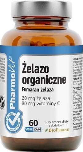 ŻELAZO 60 KAPSUŁEK 22,53 g - PHARMOVIT (CLEAN LABEL)