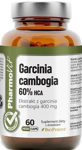 GARCINIA CAMBOGIA 60 CAPSULES 31,38 g - PHARMOVIT (CLEAN LABEL)