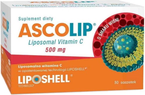 Liposomale vitamine C 500 mg Liposomale vitamine C 30 sachets van 5 g, kersensmaak AscoLip