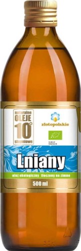 OLEJ LNIANY TŁOCZONY NA ZIMNO BIO 500 ml - ZŁOTO POLSKIE