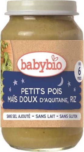 Bedtijdcursus: rijst met doperwten en suikermaïs vanaf 6 maanden glutenvrij BIO 200 g BabyBio