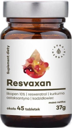 Resvaxan Likopen 10% resveratrol, turmeric, astaxanthin, incense 45 tablets AURA HERBALS