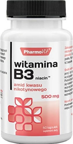 Vitamine B3 Niacine Niacine Nicotinamide 500 mg 60 capsules PharmoVit