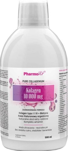 Kolagen typu I i III 10000mg kwas hialuronowy biotyna 500ml PharmoVit