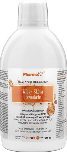 Biotyna kolagen MSM koenzym Q10 Włosy skóra paznokcie 500ml PharmoVit