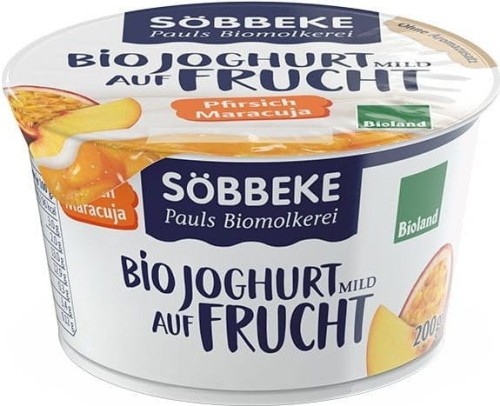 PEACH/PASSION FRUIT YOGHURT 3,8% OF FAT BIO 200 g - SOBBEKE