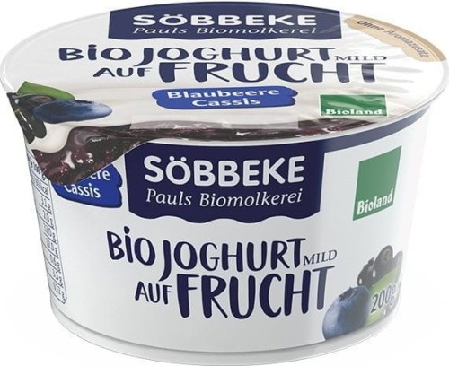 BLUEBERRY-BLACKCURRANT YOGHURT 3,8% OF FAT BIO 200 g - SOBBEKE