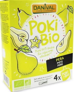 POKI - PEAR PUREE 100% FRUITS SUGAR-FREE BIO 4x90 g - DANIVAL