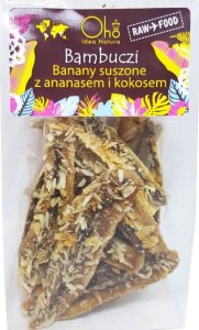 DRIED BANANA WITH PINEAPPLE AND COCONUT RAW BIO 50 g - OHO