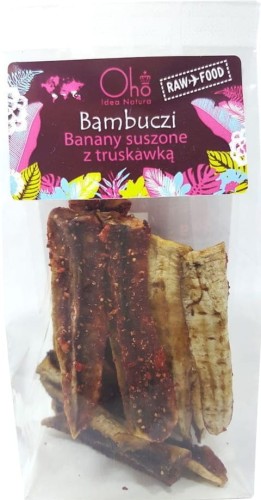 DRIED BANANA WITH STRAWBERRY RAW BIO 50 g - OHO BAMBUCZI
