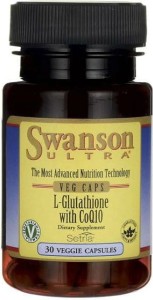 L-glutation z koenzymem Q10 L-Glutathione 200mg with CoQ10 100mg 30 kapsułek SWANSON