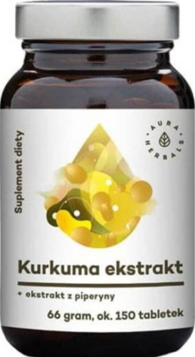 Turmeric extract + piperine extract around 150 tablets 66g Aura Herbals