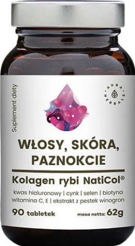 Hair, skin, nails, fish collagen NatiCol + Selenium + Biotine 90 tablets 62g Aura Herbals