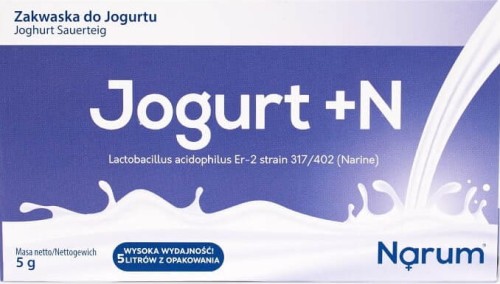 Yoghurt + N levende bacterieculturen Narine probiotisch Zuurdesem voor yoghurt 5 sachets 5g Narum