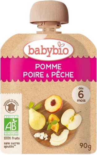 Appel-peer-perzik dessert vanaf 6 maanden BIO glutenvrij 90 g BabyBio