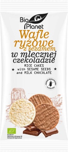 RIJSTWAFELTJES MET SESAM IN MELKCHOCOLADE BIO GLUTENVRIJ 100 g - BIO PLANET