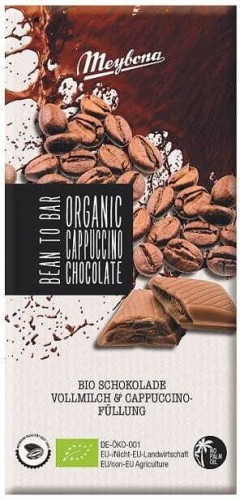 CZEKOLADA MLECZNA Z NADZIENIEM O SMAKU CAPPUCCINO BIO 100 g - MEYBONA