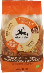 PASTA (SEMOLINE WITH RED LENTIL) PENNE BIO 500 g - ALCE NERO