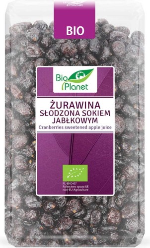 ŻURAWINA SŁODZONA SOKIEM JABŁKOWYM BIO 1 kg - BIO PLANET