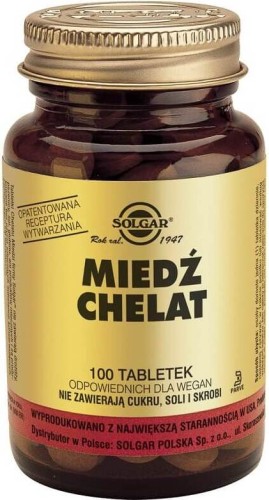 Copper amino acid chelate 2500µg 100 tablets Solgar