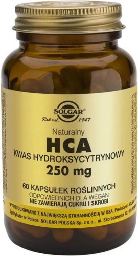 HCA Natural hydroxycitric acid 100% Garcinia Cambogia 250mg 60 capsules Solgar
