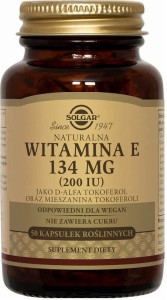 Vitamin E D-alpha tocopherol and a mixture of tocopherols 134mg 200IU 50 capsules Solgar