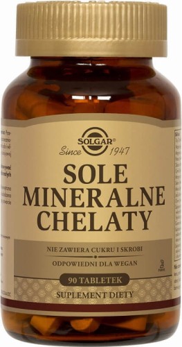 Sole mineralne 100% chelaty aminokwasowe 90 tabletek Solgar