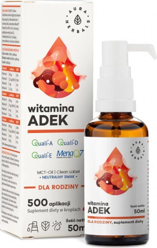 Witamina A + D3 + E + K2 MK7 (ADEK) - dla rodziny (50 ml)