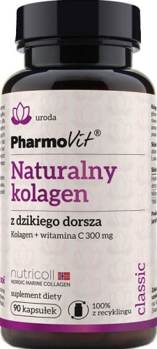 Kolagen z dzikiego dorsza 810mg i witamina C 90mg 90 kapsułek PharmoVit