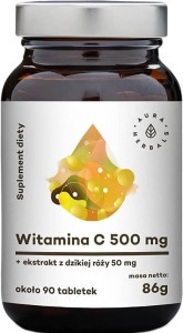 Vitamin C 500mg + wild rose extract 50mg 90 tablets 86g Aura Herbals