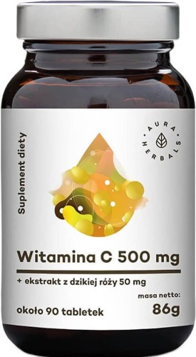 Vitamin C 500mg + wild rose extract 50mg 90 tablets 86g Aura Herbals